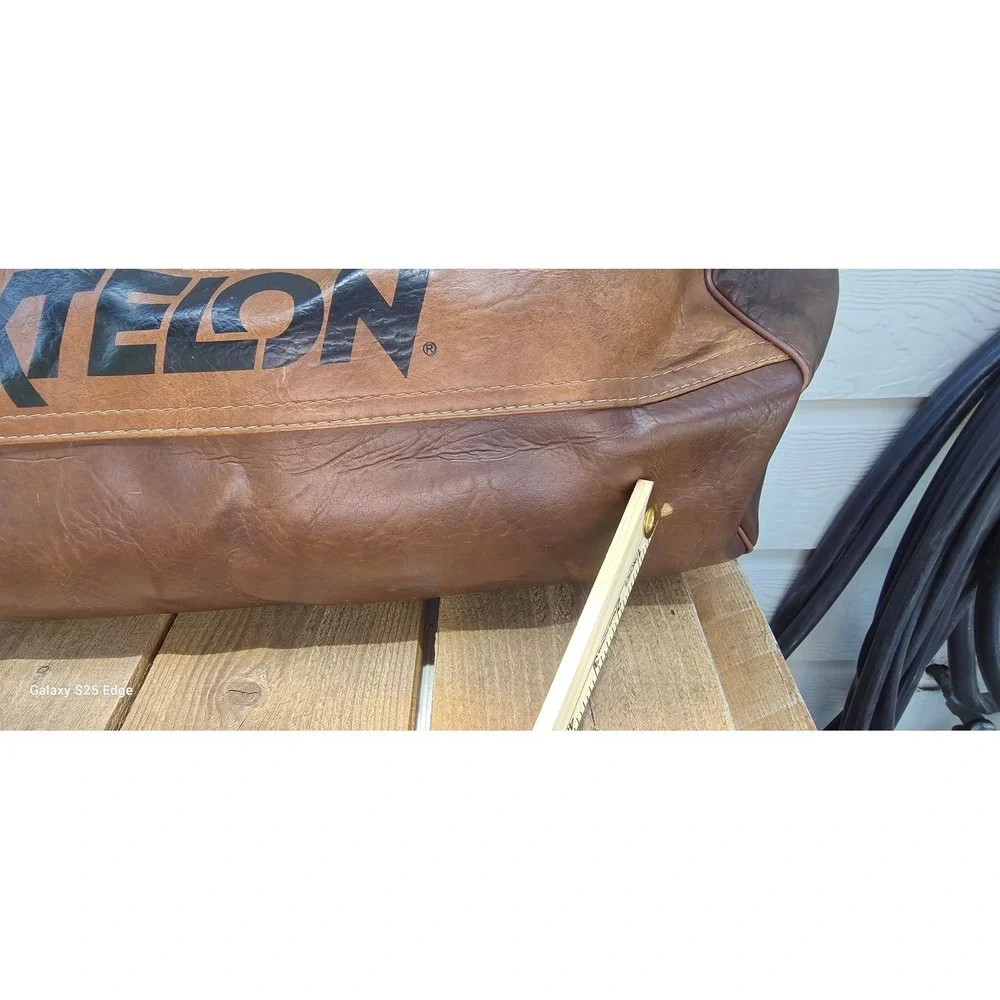 Vintage Ektelon Racquetball Duffel Bag Brown FauxLeather Gym Travel Luggage 22in